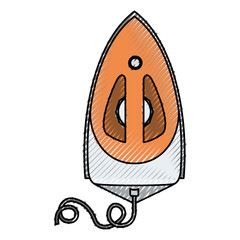 colored crayon silhouette of steam iron icon on top view