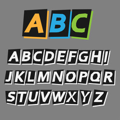 Cool alphabet, retro alphabet, vector illustration