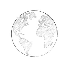 Vector globe icon of the world. pencil sketched