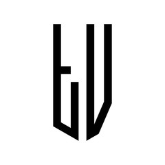 initial letters logo tv black monogram pentagon shield shape