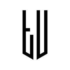 initial letters logo tu black monogram pentagon shield shape