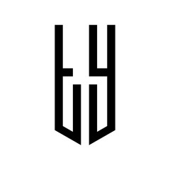 initial letters logo ty black monogram pentagon shield shape