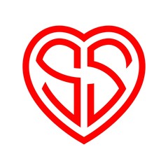 initial letters logo ss red monogram heart love shape