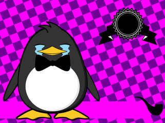 cute little hipster penguin baby cartoon expression background  in vector format very easy to edit 
