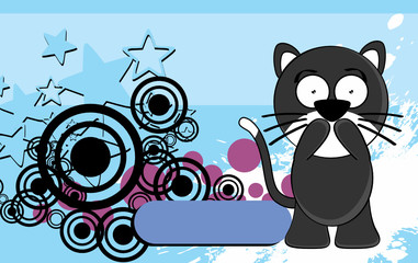 funny little chubby cat cartoon expression background in vector format