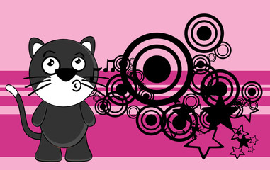 funny little chubby cat cartoon expression background in vector format