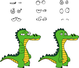 Naklejka premium funny alligator cartoon expressions set in vector format