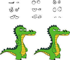 Obraz premium funny alligator cartoon expressions set in vector format