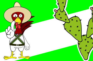funny chicken mexican expressions cartoon background in vector format very easy to edit 