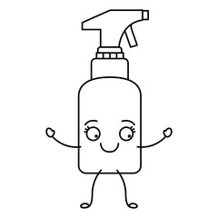 monochrome cartoon silhouette of spray cleaner bottle