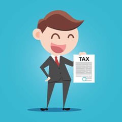 businessman filling out tax information