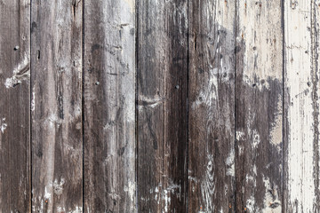 Rustic wooden planks background with peeling white paint