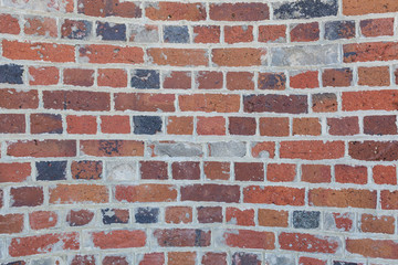 Old round brick wall texture background closeup