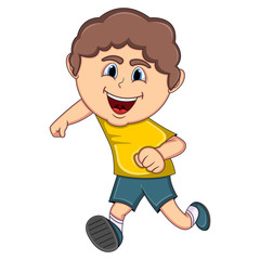 A boy running cartoon