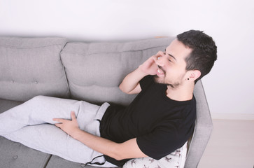 Fototapeta premium Man talking on phone.