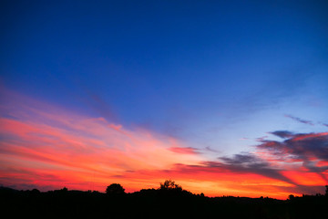 Natural landscape and sun rising at skyline