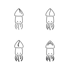 Squid icon outline stroke set design illustration black and white color isolated on white background, vector eps10