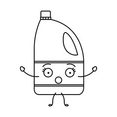 monochrome cartoon silhouette of bleach clothes bottle