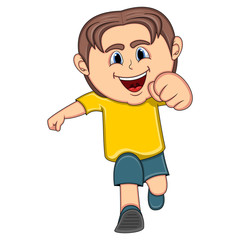 A boy running cartoon