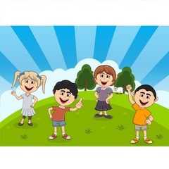 Obraz na płótnie Canvas Children playing at the park cartoon