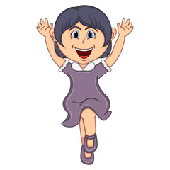 A girl jump cartoon