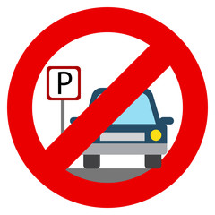 No parking prohibition sign vector illustration. Flat style design. Colorful graphics