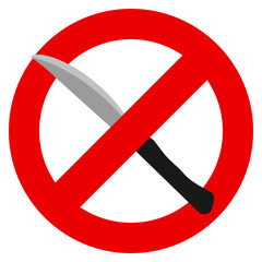 No knife or no weapon prohibition sign vector illustration. Flat style design. Colorful graphics