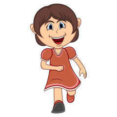 A girl running cartoon