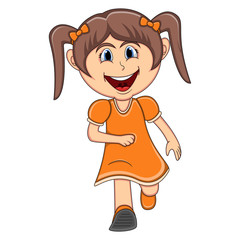 A girl running cartoon