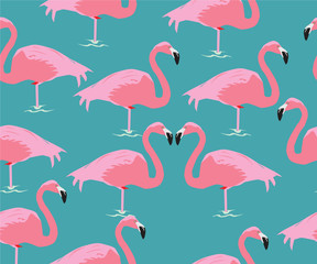 seamless pattern flamingo birds