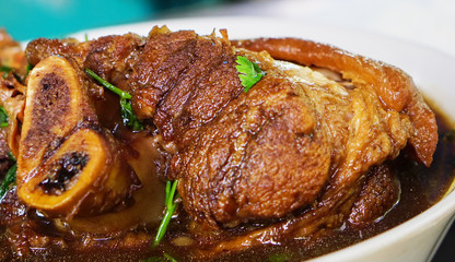 Stewed pork knuckle in Asia