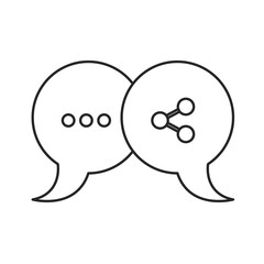 monochrome silhouette of pair speech bubbles with symbols of ellipsis and network