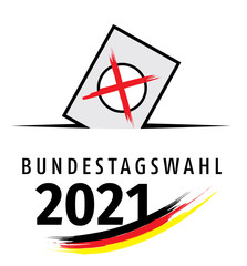 Bundestagswahl 2017. Wahl 2017, Bundestagswahl, Wahlurne und Stimmzettel. Bundestagswahl 2017 mit Kreuzchen. Wahl 2017.