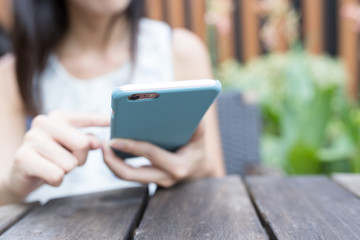 Using cellphone at outdoor