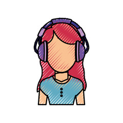 Woman with headphones icon vector illustration graphic design