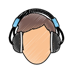 Man with headphones icon vector illustration graphic design