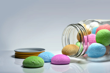 Some delicious deserts in a glass jar and Some delicious deserts