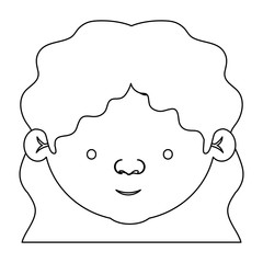 sketch silhouette of face elderly woman with a curly short hairstyle
