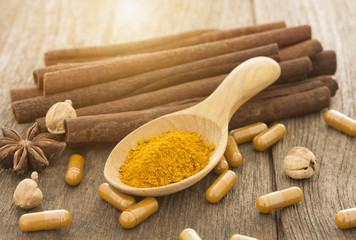 Cinnamon, herbs and spices