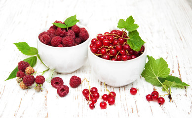 red currant and raspberries