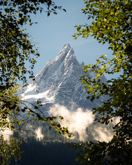 peak between trees,  Alps, Chamonix, France - 169258012