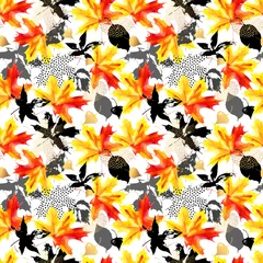 Poster Autumn leaves watercolor seamless pattern © Tanya Syrytsyna