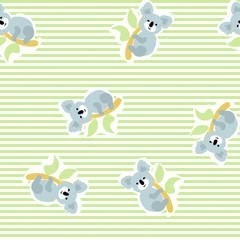 Cartoon Baby  koala animal flat seamless pattern
