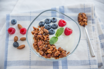 Joghurt mit Müsli und Beeren