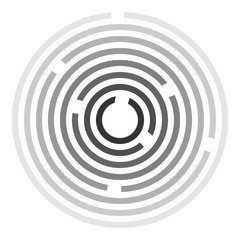 Circular labyrinth, maze icon. Out of the labyrinth