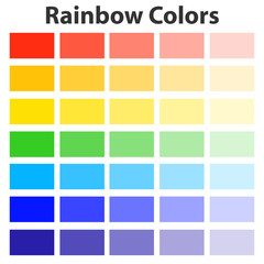 The colors of the rainbow, the color palette of the rainbow