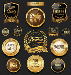 Luxury retro badges gold and silver collection