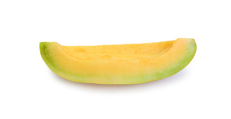 sliced cantaloupe melon isolated on white.
