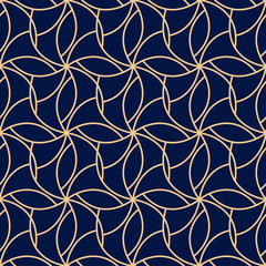 Geometric golden blue seamless pattern