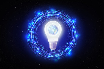 Creative abstract light bulb technology background, Innovative, Idea and futuristic thinking concept. 

